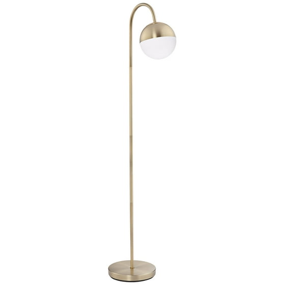 360 Lighting Carlton Antique Brass Glass Globe Led Floor Lamp