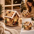 thumbnail image 4 of 3D Christmas House Diamond Pearl Art Craft Set, Realistic Snow Textured Shiny Diamond Handmade Wooden House Diy Kit Strong-adhesive Decor for Xmas Tree Wall Table Home Holiday Party Supplies Gift, 4 of 6