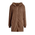 thumbnail image 6 of Breezora Women's Casual Long Coat with Zippered Pockets and Attached Hood for Everyday Fashion Outerwear Comfort and Stylish Look XXXXL Size Brown, 6 of 7