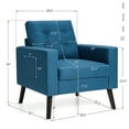 thumbnail image 3 of Costway Modern Accent Armchair Upholstered Single Sofa Chair w/ 2-Side Pockets Navy, 3 of 10