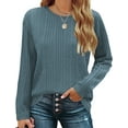 thumbnail image 3 of Fantaslook Womens Tops Textured Long Sleeve Shirts Casual Fall Tops Lightweight Pullover, 3 of 9