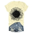thumbnail image 2 of Bovemsi Women's Sunflowers Short Sleeve T Shirts Vintage Cute Graphic Crew Neck Summer Casual Tops, Beige Women's Summer Short Sleeve T-Shirts, S, 2 of 4