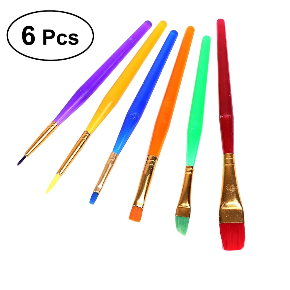 Hemoton 6 Pcs Assorted Sizes Children's Paint Brushes Colorful Artist