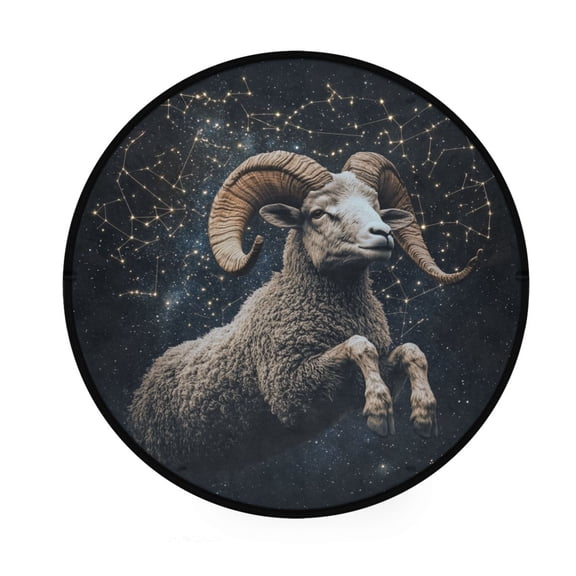 BZSMCE Round Decorative Floor Mat Cosmic Guardian Pattern 36.2IN
