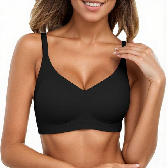 Lixiuxyad Bra Sports Women's Thin Seamless Vest Soft Support Large Chest Small Half Fixed Cup Breathable Bra