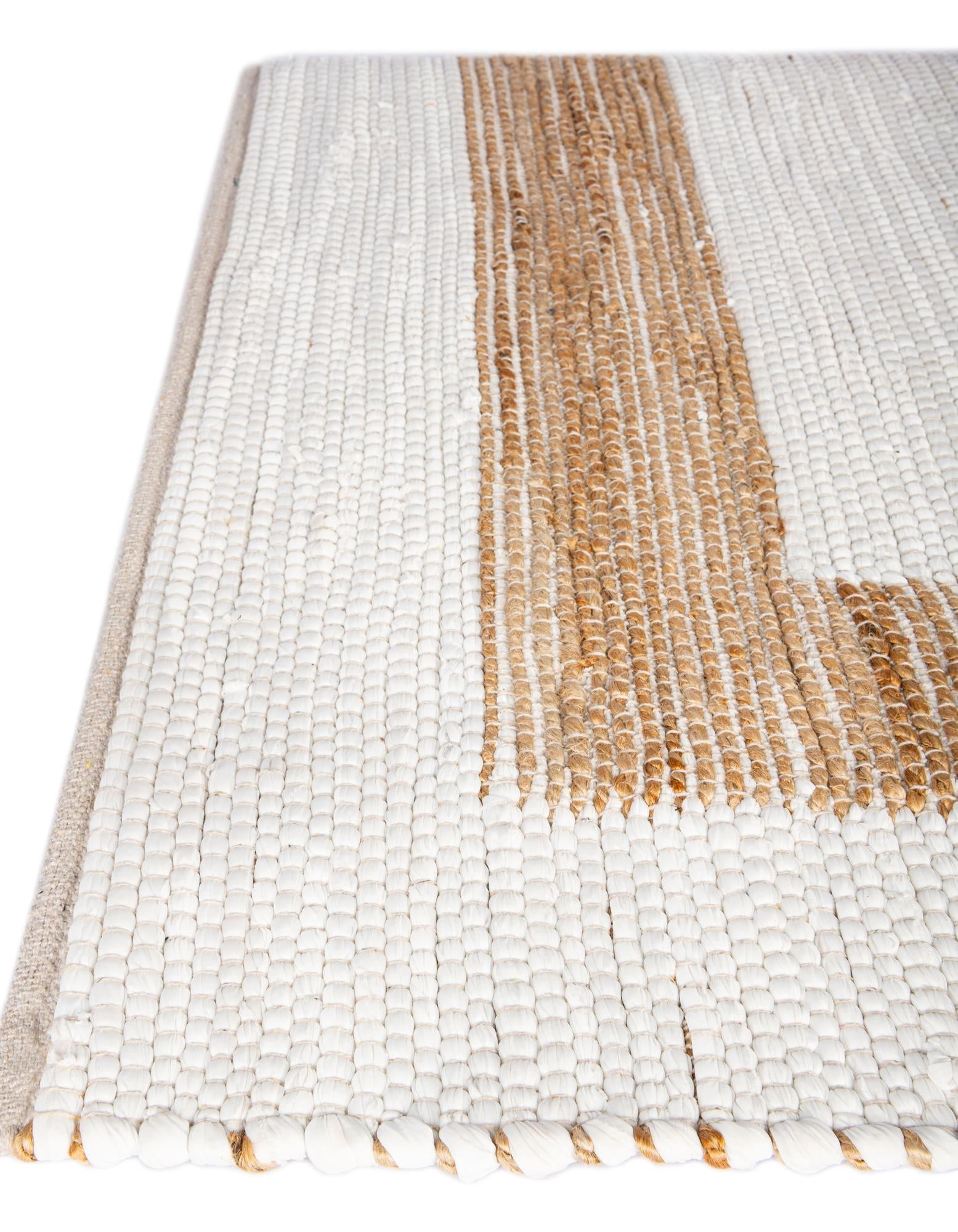 Unique Loom Chindi Jute Collection Area Rug (5' 1" x 8' Rectangle White and Natural/Natural)
