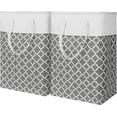 thumbnail image 1 of Paquete de 2 cestas para la colada de 75 L con asas largas reforzadas, cesta de almacenamiento independiente e impermeable, cesta plegable para la colada para dormitorio, baño, dormitorio (gris) Rojo Verde, 1 of 5