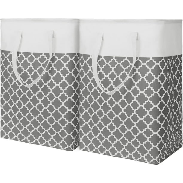 Cesto para ropa sucia de 75 l con asas largas reforzadas, impermeable y de pie, plegable para dormitorio, baño y dormitorio (gris)