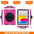 thumbnail image 2 of SaniMore Tri-layer Case for iPad 10th Generation 10.9" 2022, 360° Rotating Hand Rope Crossbody Shoulder Strap Bracket Screen Protecton Heavy Duty Protective Dustproof Anti-drop Shockproof Case, Rose, 2 of 13