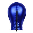 thumbnail image 2 of TiaoBug Unisex Men Women Metallic Latex Full Face Cover Blindfold Mask Hood Shiny Headgear Blue OneSize, 2 of 4