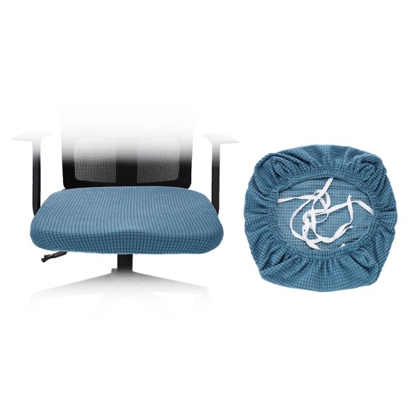 Office Chair Cover, Grid Computer Chair Seat Cover, L(45-48cm), Denim Blue