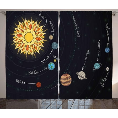 Galaxy Mandala Curtains 2 Panels Set Colorful Solar System With