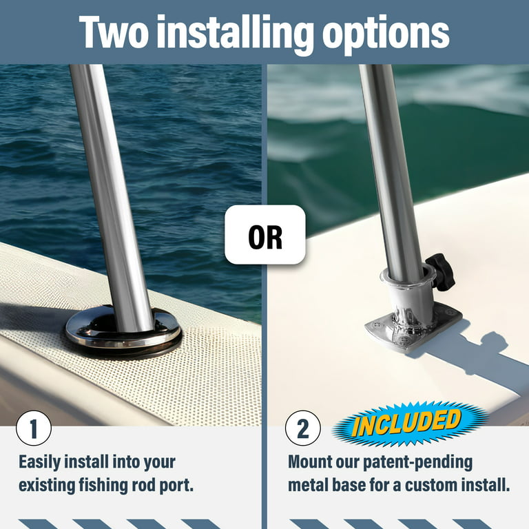 Knox Universal T-Top Extension Bimini Tops for Boats Sun Shade Kit + Base Mounts, Boat Shade Hard Top Boat Cover Canopy Adjustable Poles, Marine