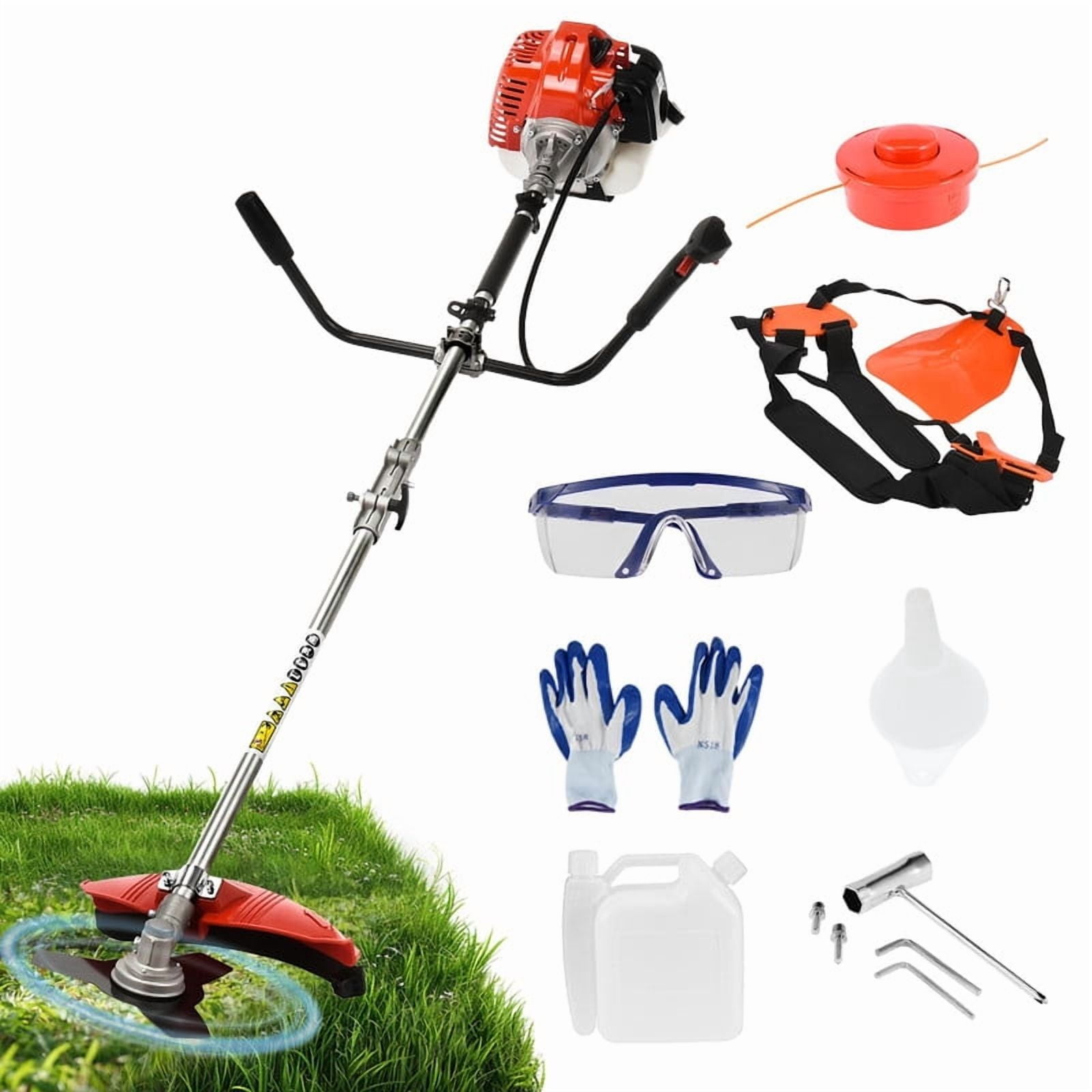Seipouy Gas Weed Eater,Gas Weed Wacker String Trimmer 52cc 2-Stroke 2 in 1 Cordless Weed Eater Crank Grass Trimmer 2.2KW/8500rpm Strong Power Brush Cutter for Yard Garden Lawn Care