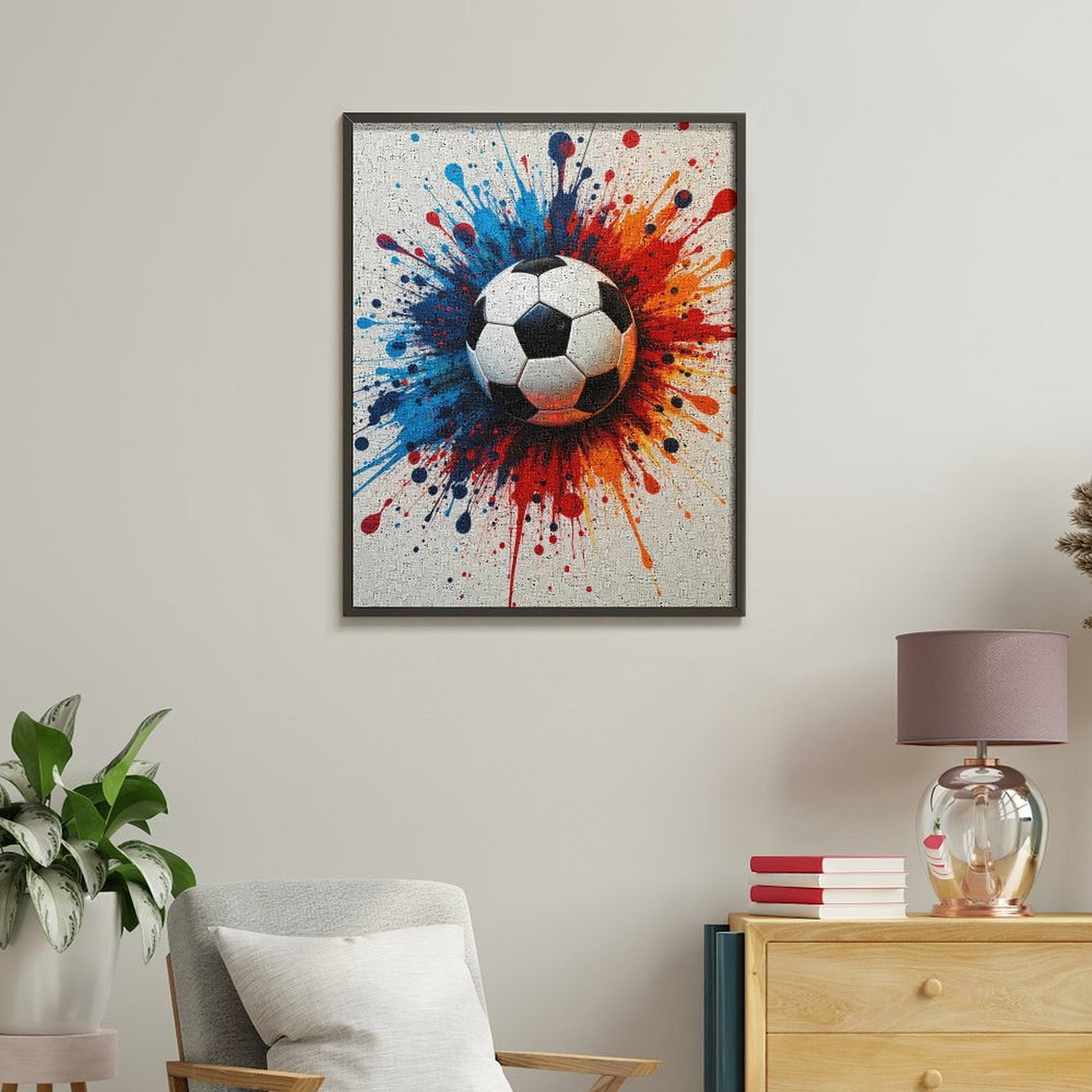 Paint By Numbers Kit for Adults Beginner - DIY Soccer Ball Paint Splash Art Canvas Painting Kits for Adults, Frameless Paint By Number for Adults for Home Wall Decor 16x20 Inch