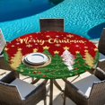 thumbnail image 6 of Red Christmas Tree Round Tablecloth, Fitted Table Cover with Elastic for 36"-44" Round Tables, Green Xmas Tree Snowflake Stars Winter Table Cloth Outdoor Indoor Dinning Party Waterproof Tablecloths, 6 of 7