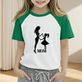 thumbnail image 2 of Atogsazn Toddler Girl Mother's Day Tshirt Kids Casual Colorblock Short Sleeve T-shirt Clothing Basic Top for Boy 02-Green 7-8 Years, 2 of 5