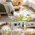 thumbnail image 5 of Small Round Rug 3Ft Washable Non-Slip, Spring Truck Flowers Circle Area Rugs for Living Room Bedroom, Watercolor Floral Butterflies Yellow Indoor Floor Mats Carpet Runner for Home Decor, 5 of 8