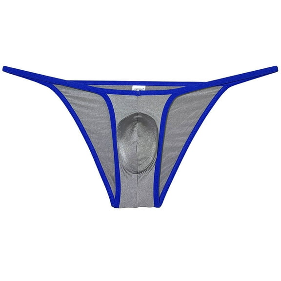 Botmois Men's Ice Silk Bulge Pouch Bikini Briefs Underwear Sports Ultra Thin Underpants Low Waist Bikini Hombre Linge Gray M