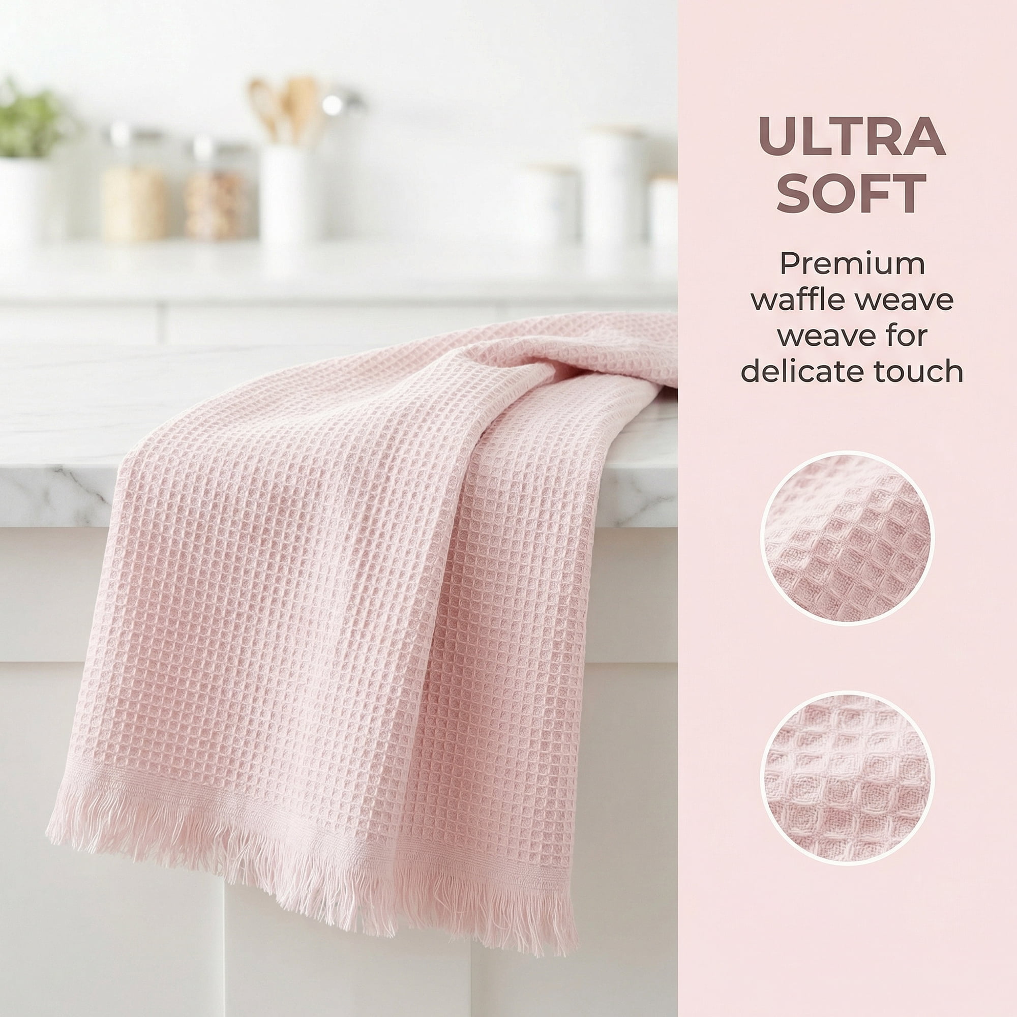 Unique Bargains Cotton Waffle Weave Cleaning Cloths 6 Pack Beige 14" x 14"