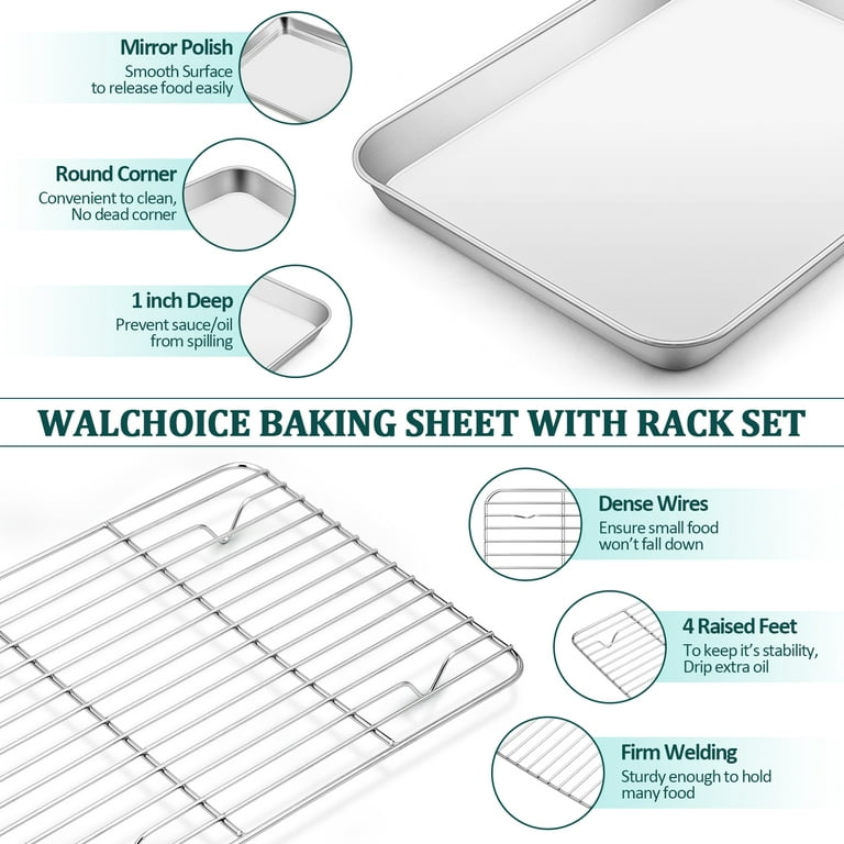 Walchoice Large Baking Sheet Set of 2, Stainless Steel Cookie