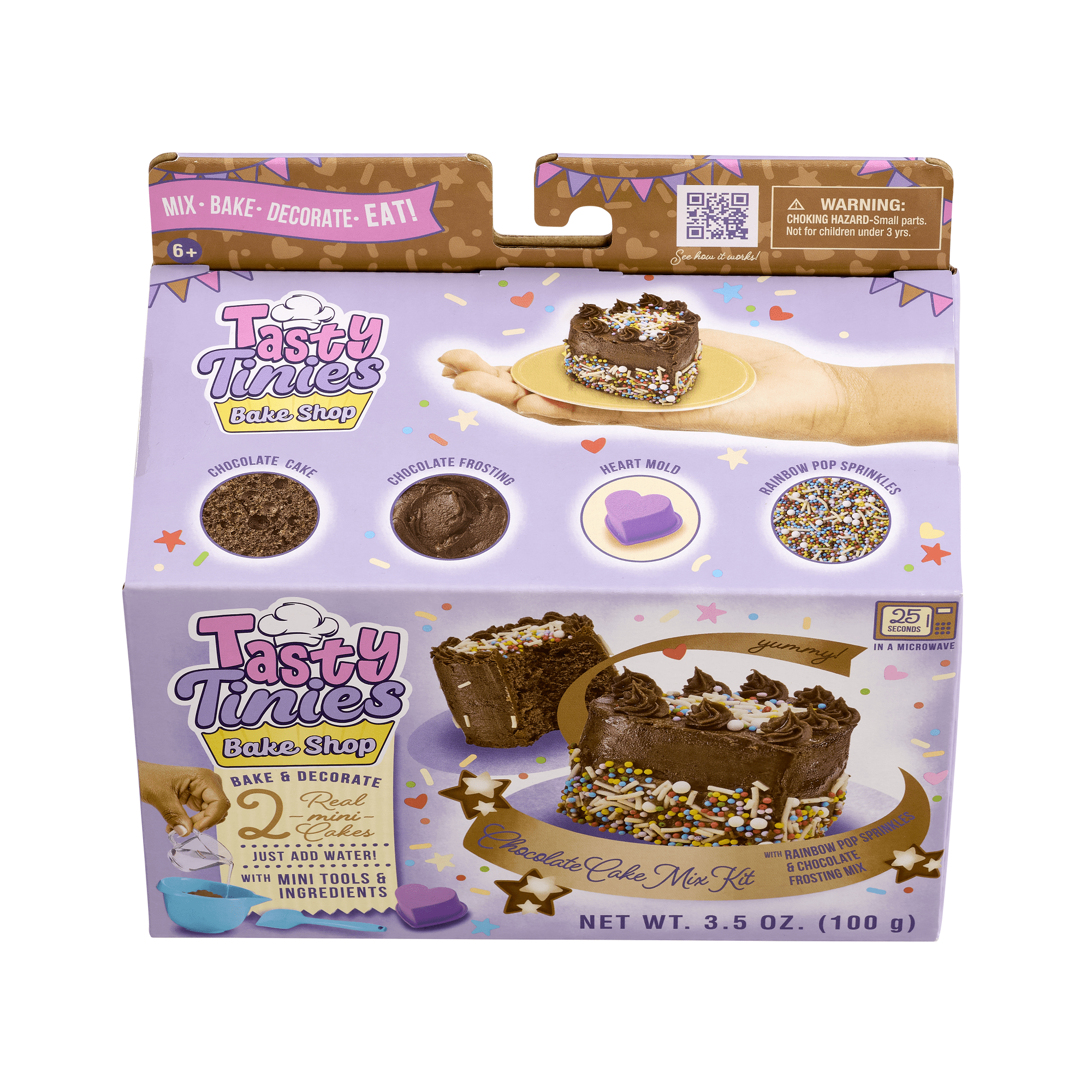 Tasty Tinies Bake Shop Mini Baking Set W/ Chocolate Cake Mix, Chocolate Frosting, Rainbow Sprinkles