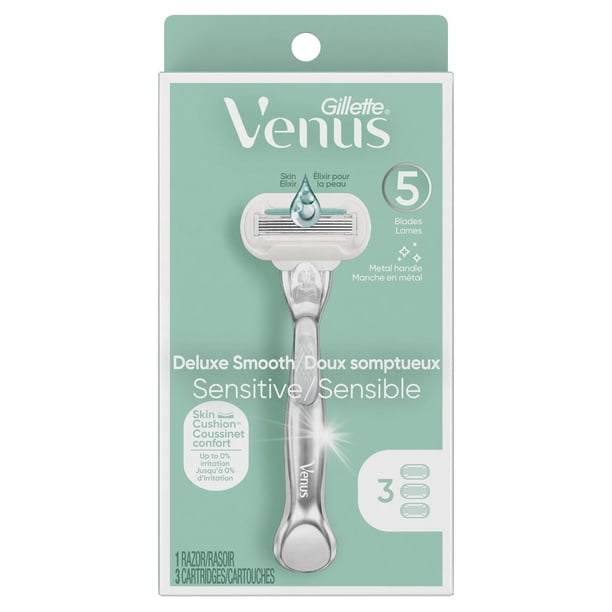 New Venus Razor Gillette Venus Deluxe Smooth Sensitive Women's Razor Handle + 3 Blade ...