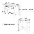 thumbnail image 6 of EUROCO Kitchen Island with Seatings,45" Farmhouse 3-piece Stationary Kitchen Island with 2 Shelves&3 Drawers and Wine Rack for Small Places,White, 6 of 7