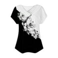 thumbnail image 5 of Wycnly Summer Tops for Women Dressy Tops for Women Button up Cowl Neck Comfy Breathable Tunic Tops Casual Floral Print Shirts Girls V-Neck Short Sleeve T-Shirts, 5 of 5