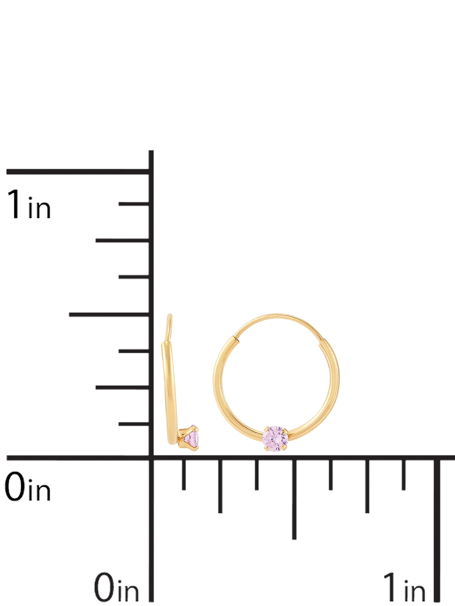 Brilliance Fine Jewelry Childrens 10K Yellow Gold Endless Hoop Earrings with Pink Cubic Zirconia