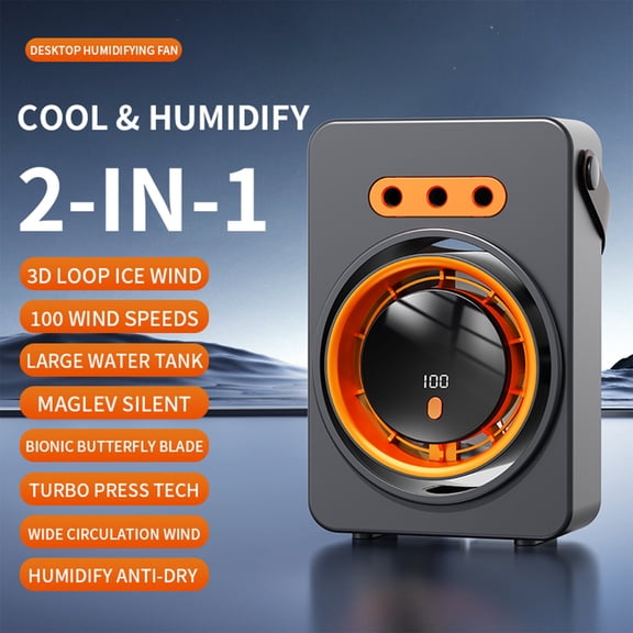 COM1950s Portable Air Conditioner Fan, 3-in-1 Personal Air Cooler with Mist Spray Humidifier, 5 Speeds & 3 Light Modes, Quiet USB Rechargeable Desktop Fan for Home Office Bedroom Travel