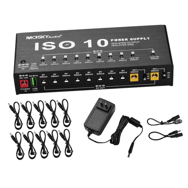 Fuente de alimentación versátil para pedal de efectos de guitarra con ajustes de voltaje personalizables