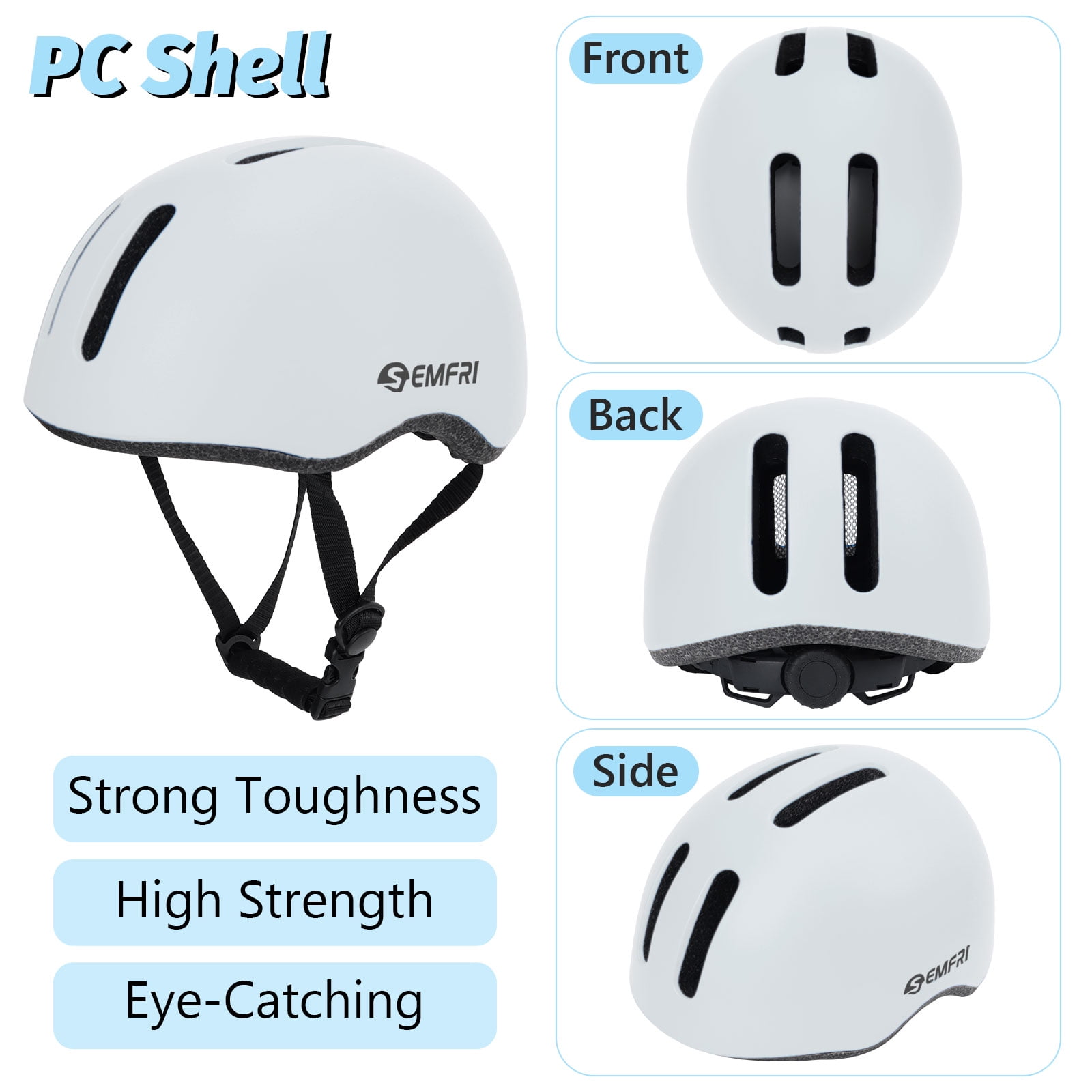 Semfri Adult Bike Helmet Skateboard Road Cycling Helmet Suitable Multi-Sport Scooter Skating Bicycle Medium Size for Men Women Gray