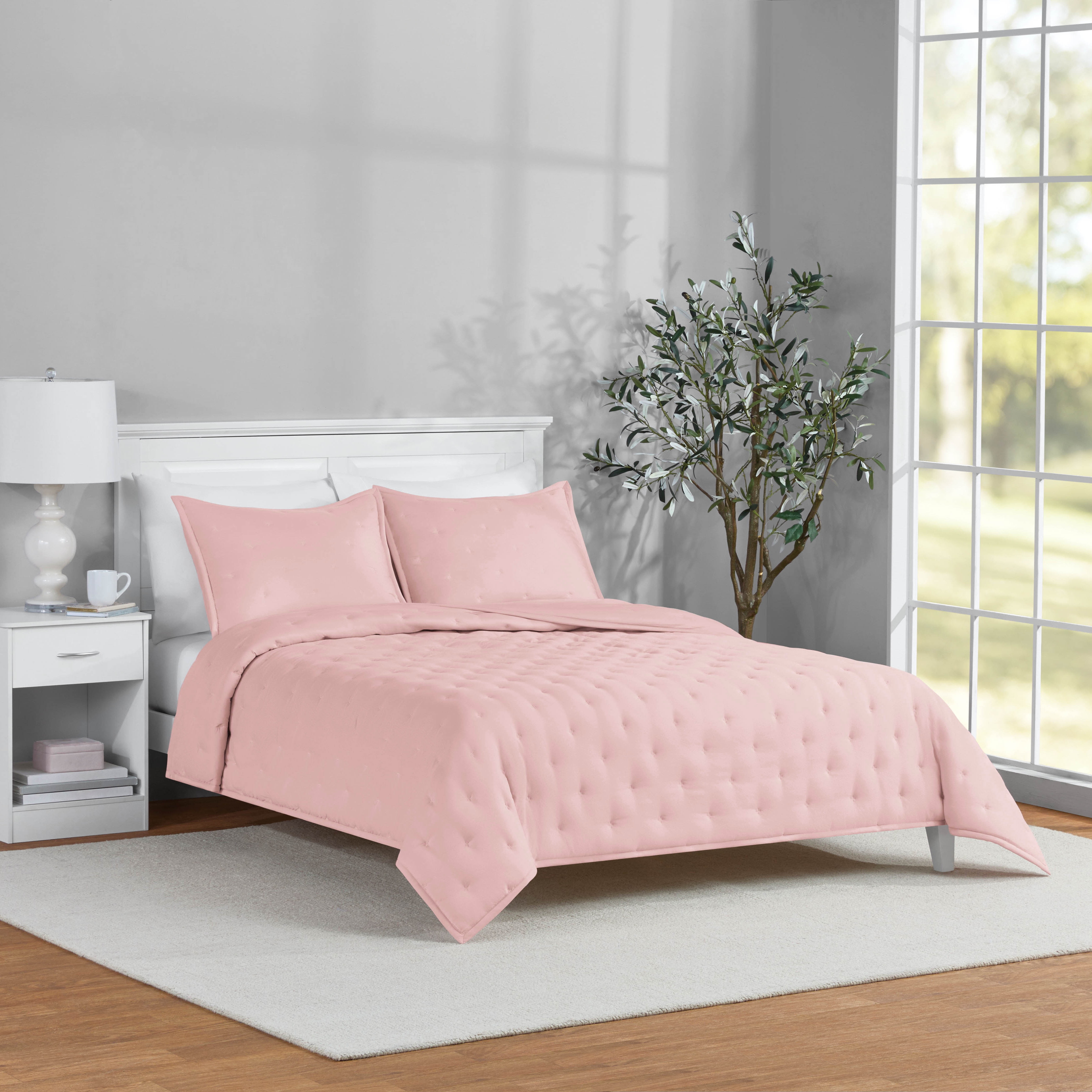 Mainstays 3-Piece Comforter Set, Pink Blush, Double Queen
