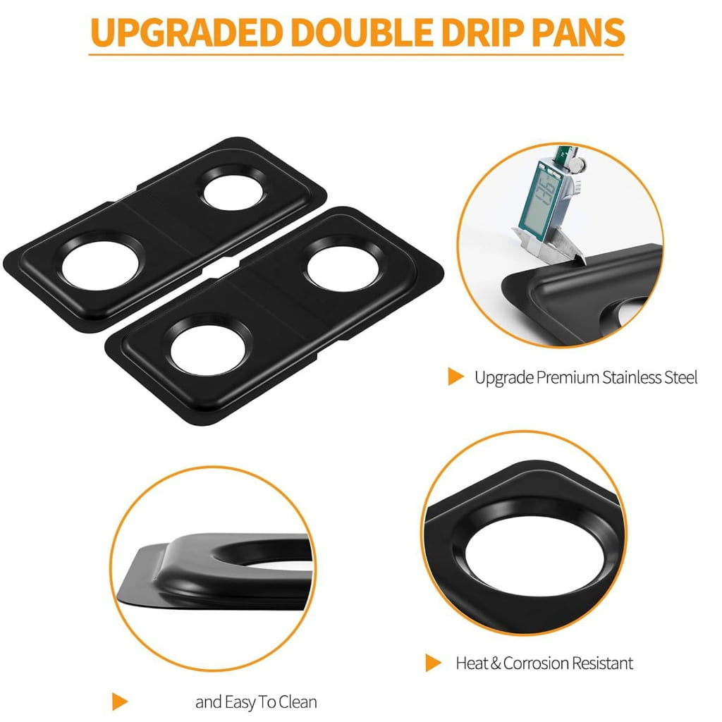 Miiottaa Left Right Stove Burners Drip Trays Set Universal Fit for Oven Parts High Temperature Resistance Easy Installation