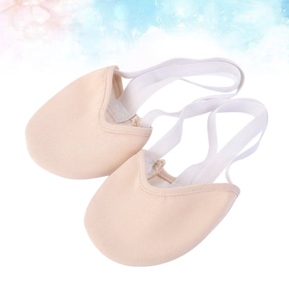 PENIKOKO Beige Stretch Canvas Half Shoes for Rhythmic Gymnastics Dancers, Lightweight and Comfortable, 1 Pair