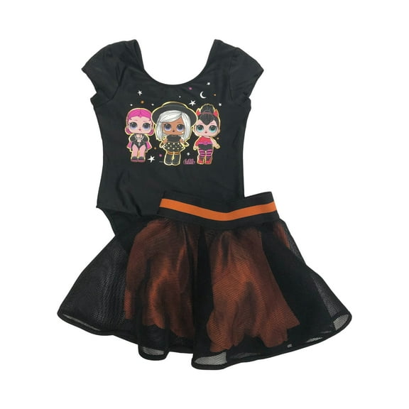 LOL Surprise Girls Pink 2pc Halloween Outfit Bodysuit & Skirt Set Large (10-12)