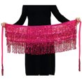 thumbnail image 1 of Jumpingount a la cadera para danza del vientre a la moda, faldas con borlas, multicolor, hermosa lentejuela, diamantes de imitación brillantes, Prendas para la parte inferior del cuerpo Rosa roja Jumpingount AP012243-02, 1 of 6