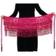 thumbnail image 2 of Sonducket a la cadera de moda, bufanda Retro con borlas, hermosa envoltura multicolor, ropa de baile, diamantes de imitación brillantes, disfraz Prendas para la parte inferior del cuerpo Rosa roja, 2 of 6