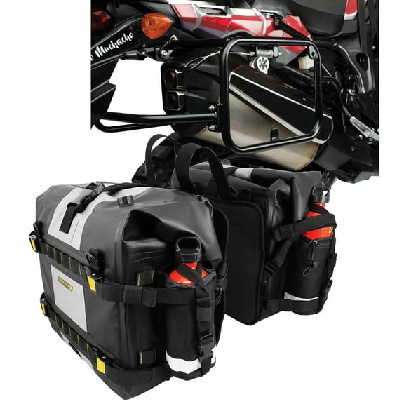 Tusk 21494400109913-ce5849 Pannier Racks with Nelson Rigg Hurricane Dry Saddlebags Black For Honda Africa Twin DCT CRF1000D 2016-2017