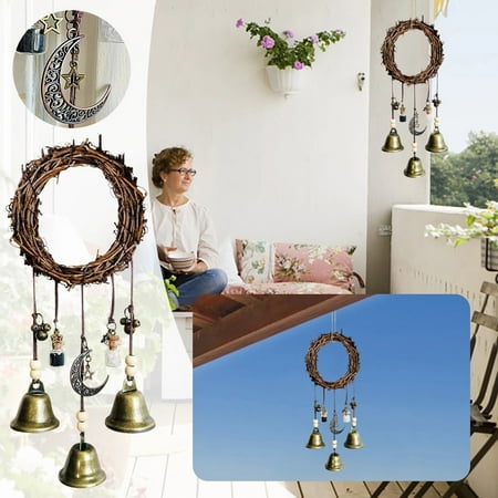 

Witch s Protection Bell Decor Door Handle Pendant Rattan Wind Chime Witch Pray Crystal Wind Chime Creative Family Room Decor