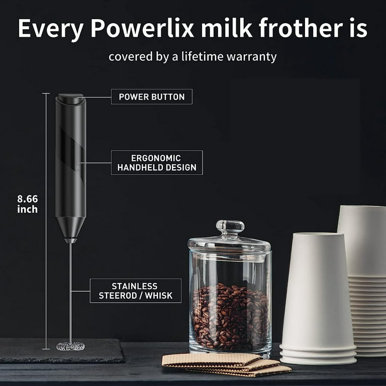  PowerLix Milk Frother Handheld Battery Operated