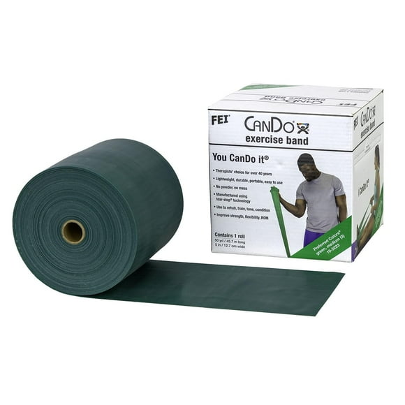 Banda de ejercicio Cando Green Medium 46 m Roll Low Powder