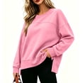 thumbnail image 2 of Oversized Crewneck Sweatshirt for Women Long Sleeve Side Slit Loose Pullover Casual Fall Winter Tops, 2 of 9