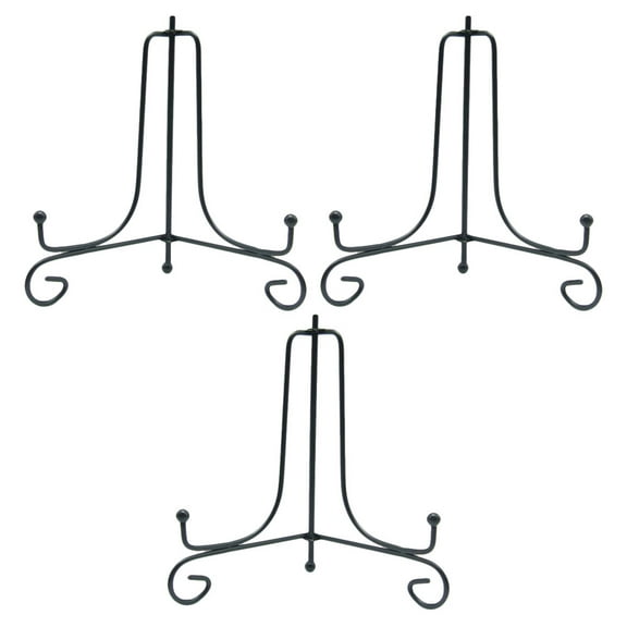 unbranded  3 Pcs Wrought Iron Plate Holder Kitchen Dish Display Stand Tiered Brackets Office Black