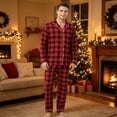 thumbnail image 3 of Leey-World Family Christmas Pajamas Matching Sets-Button Down Plaid Long Sleeve Holiday Pjs Sets, 3 of 5