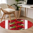 thumbnail image 4 of Valentine's Day Round Area Rug 4Ft Washable Circle Rugs for Bedroom Dining Room, Red Roses Floral Romantic Striped Non-Slip Carpet Floor Mats Indoor Outdoor Carpet Runner Aesthetic Home Decor, 4 of 8