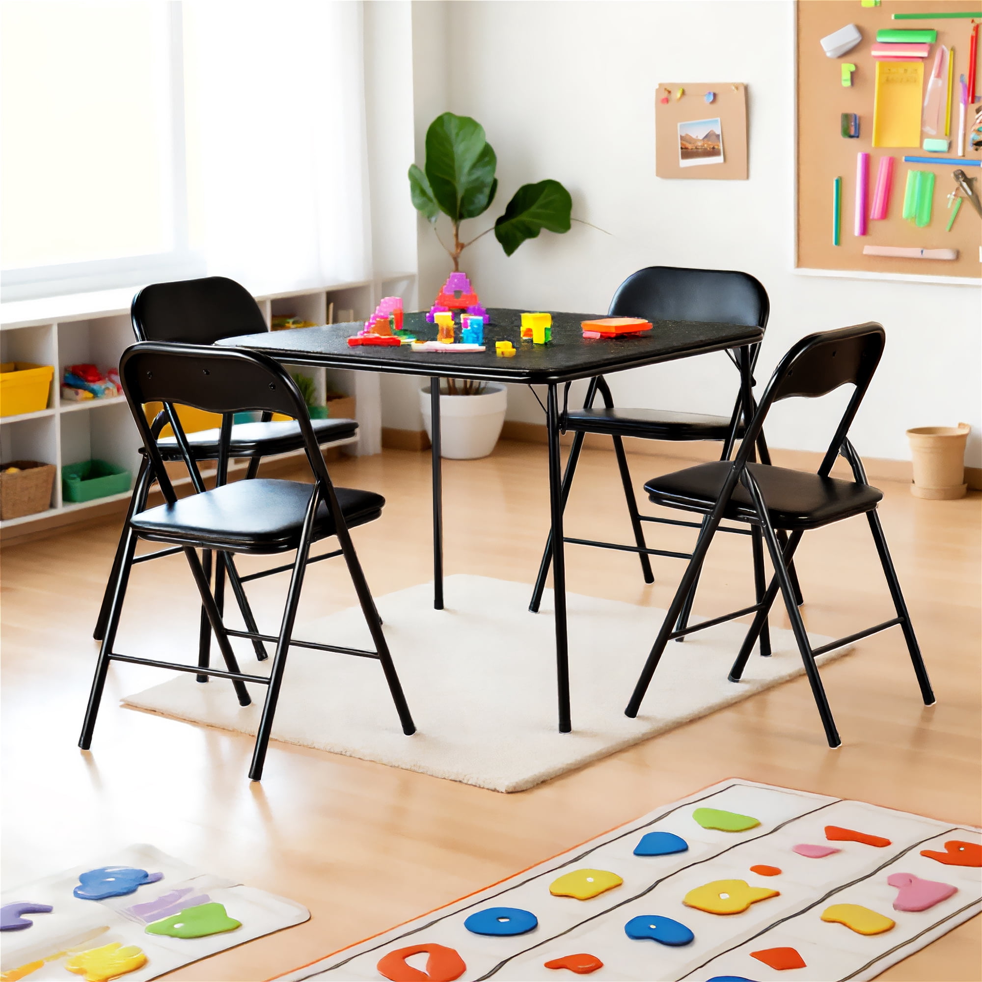 Homy Casa 5-Piece Game Card Table Set, with Folding Chairs for Poker, Board Games, Activity Nights