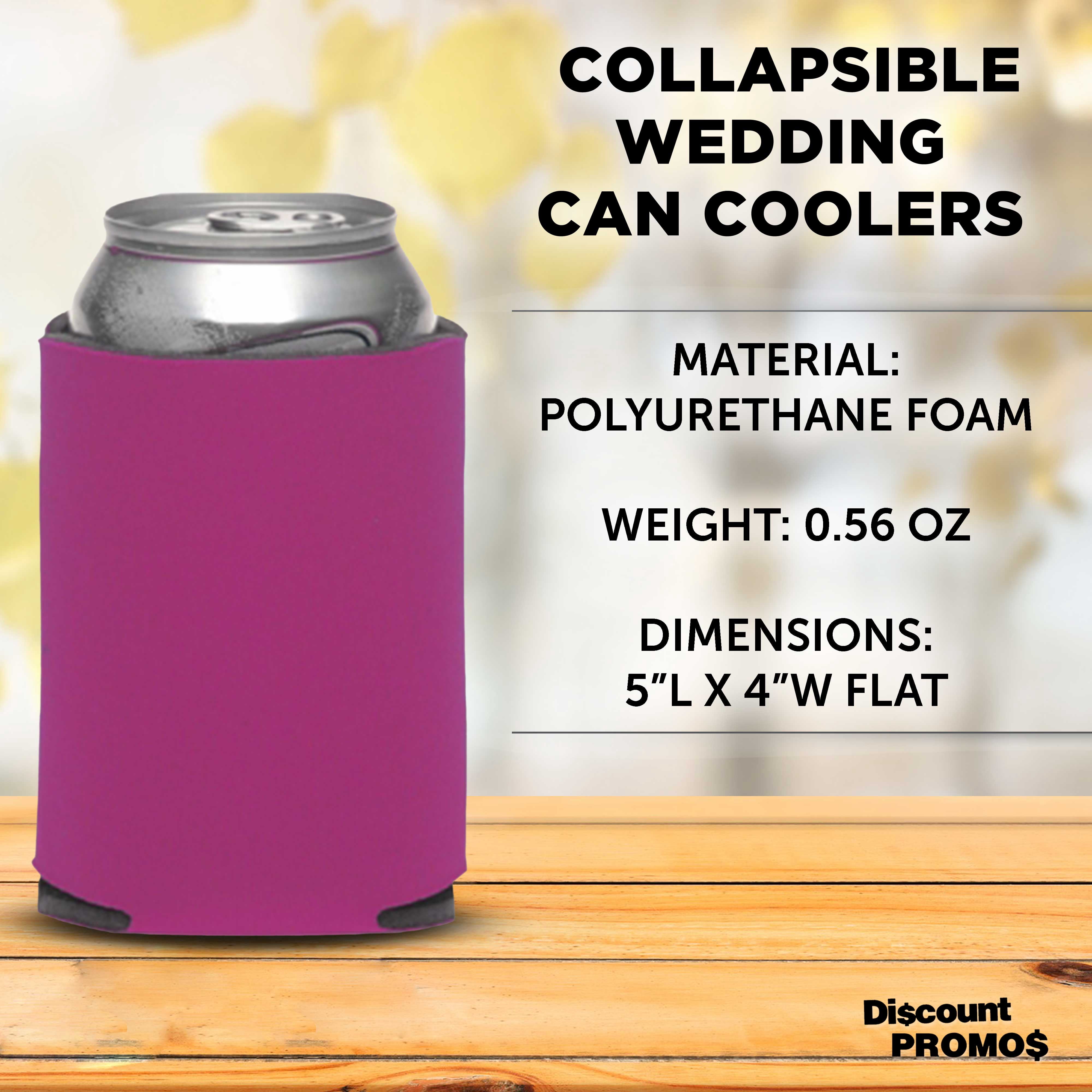 Three Hearts Collapsible Wedding Can Coolers Set of 10, Bulk Pack - Great for Beer, Soda, Other Beverages - Fuchsia