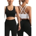 thumbnail image 3 of Hanerdun 2 Pack Women Sports Bras Crossback Padded Seamless Yoga Running Athletic Bra Black/White XL, 3 of 6